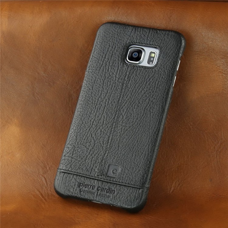 PIERRE CARDIN Genuine Leather Coated PC Phone Case for Samsung Galaxy S6 edge G925 PCL-P03 - Black-10