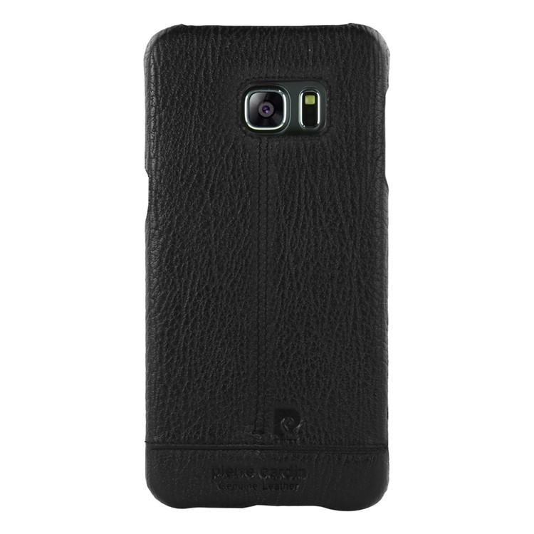 PIERRE CARDIN Genuine Leather Coated PC Phone Case for Samsung Galaxy S6 edge G925 PCL-P03 - Black-2