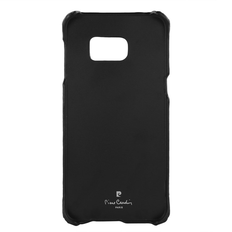 PIERRE CARDIN Genuine Leather Coated PC Phone Case for Samsung Galaxy S6 edge G925 PCL-P03 - Black-4