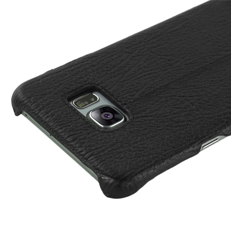 PIERRE CARDIN Genuine Leather Coated PC Phone Case for Samsung Galaxy S6 edge G925 PCL-P03 - Black-5