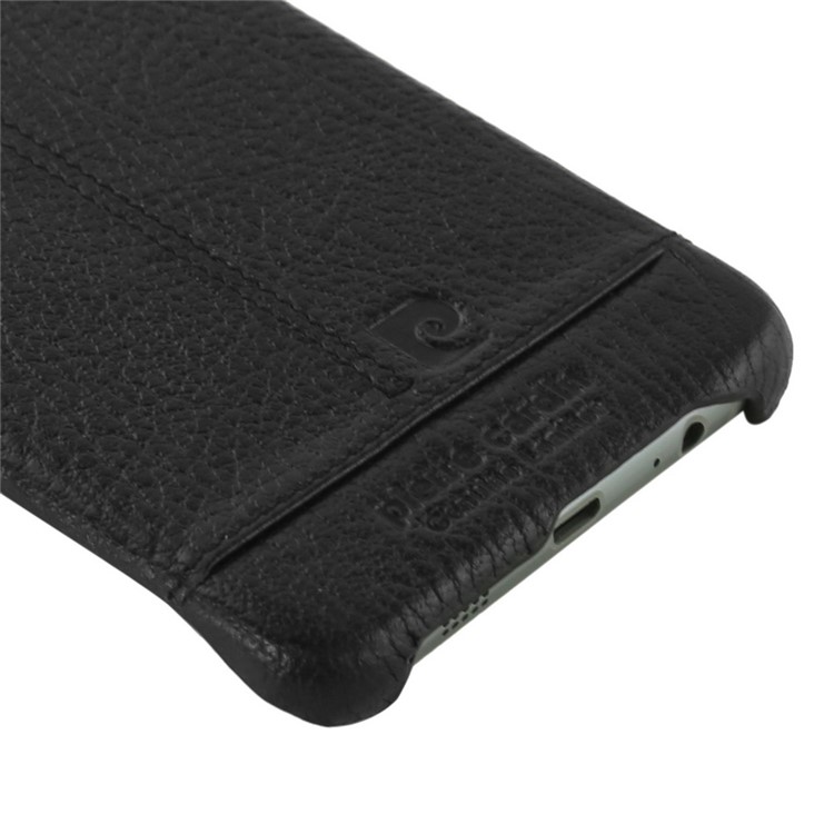 PIERRE CARDIN Genuine Leather Coated PC Phone Case for Samsung Galaxy S6 edge G925 PCL-P03 - Black-6