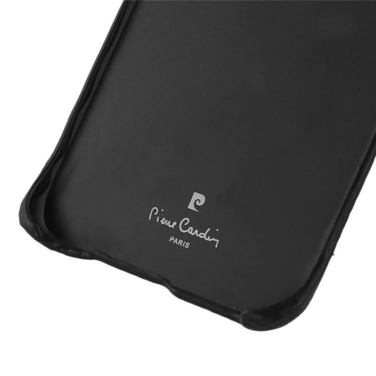 PIERRE CARDIN Genuine Leather Coated PC Phone Case for Samsung Galaxy S6 edge G925 PCL-P03 - Black-8