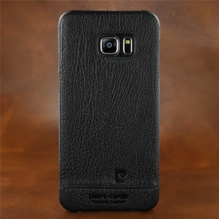 PIERRE CARDIN Genuine Leather Coated PC Phone Case for Samsung Galaxy S6 edge G925 PCL-P03 - Black-9
