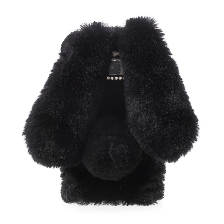 Fashion Rabbit Shaped Rhinestone Fluffy Fur Soft TPU Case for Samsung Galaxy S7 Edge G935 - Black-4