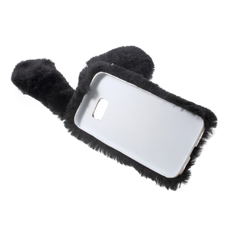 Fashion Rabbit Shaped Rhinestone Fluffy Fur Soft TPU Case for Samsung Galaxy S7 Edge G935 - Black-6