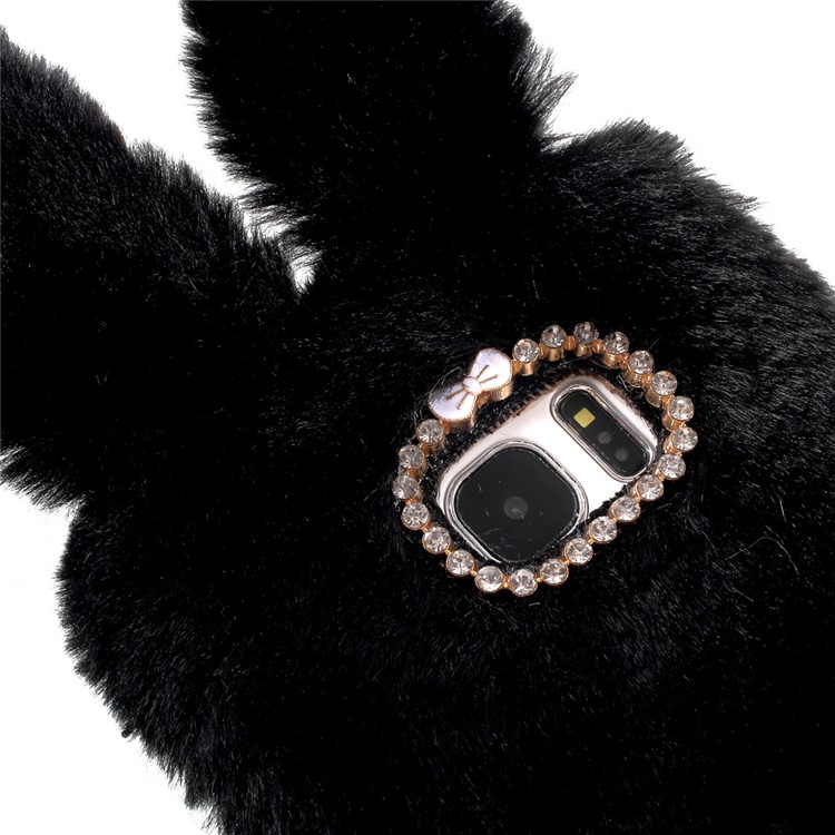 Fashion Rabbit Shaped Rhinestone Fluffy Fur Soft TPU Case for Samsung Galaxy S7 Edge G935 - Black-8