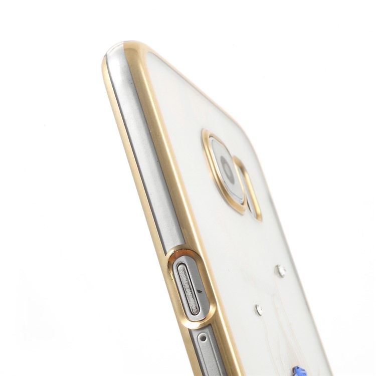 KINGXBAR Authorized Swarovski Crystal PC Cover for Samsung Galaxy S6 G920 - Gold / Peacock Feather-6