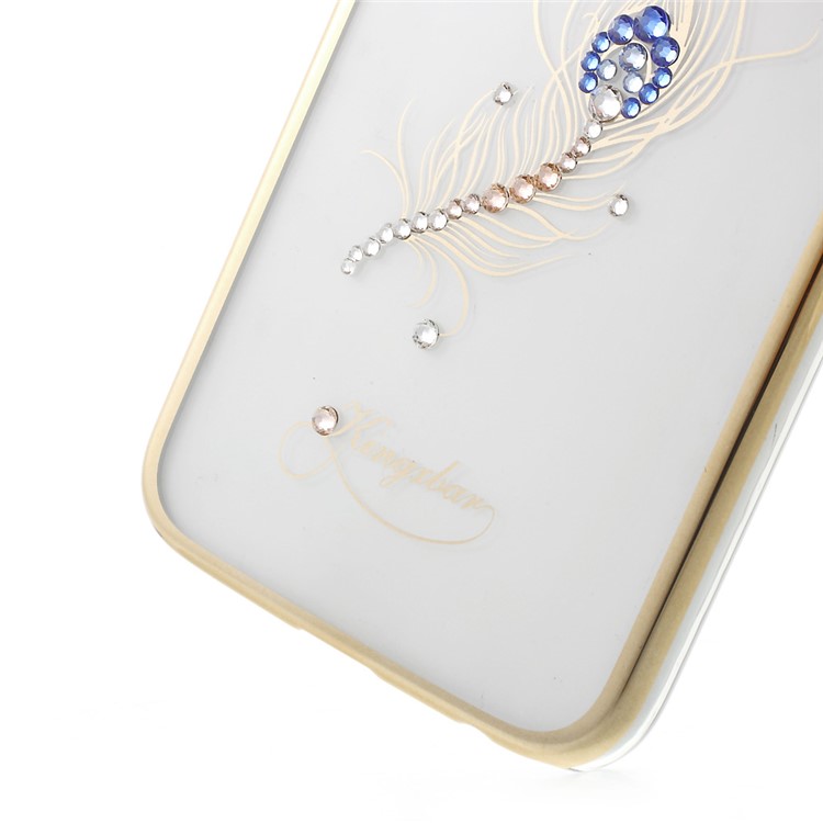 KINGXBAR Authorized Swarovski Crystal PC Cover for Samsung Galaxy S6 G920 - Gold / Peacock Feather-7