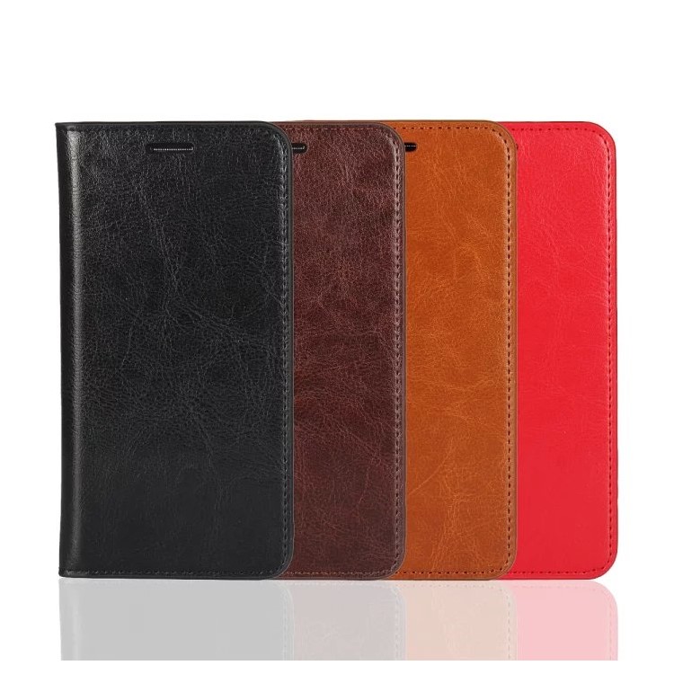 Crazy Horse Genuine Full Grain Leather Case Wallet for Samsung Galaxy S7 Edge G935 - Black-15