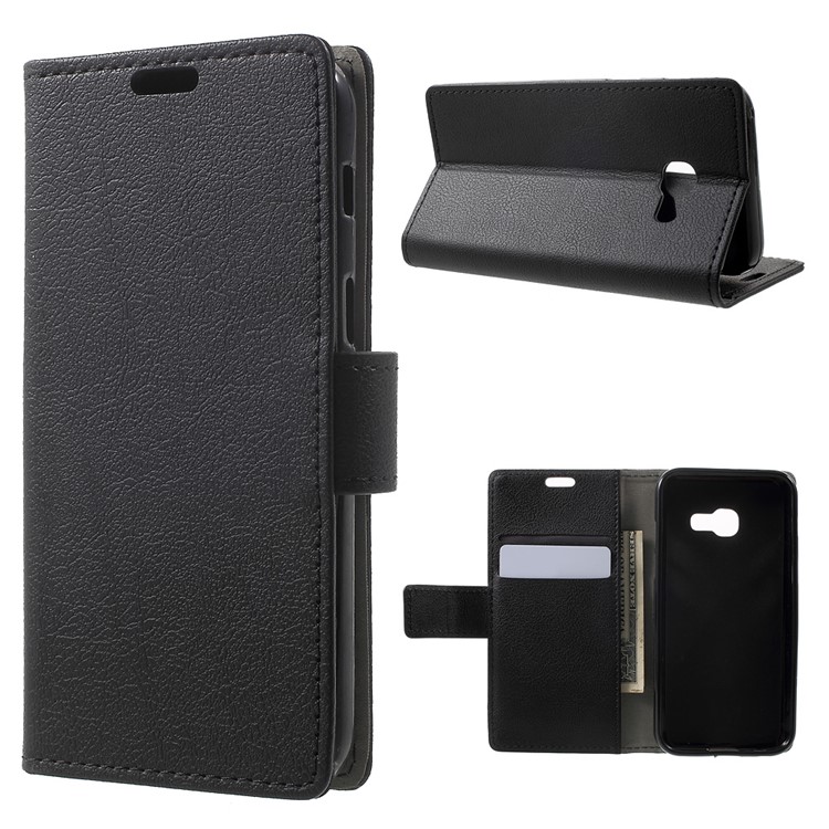 Wallet Leather Stand Case for Samsung Galaxy A3 (2017) - Black-1