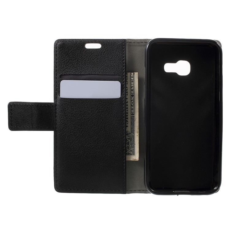 Wallet Leather Stand Case for Samsung Galaxy A3 (2017) - Black-4