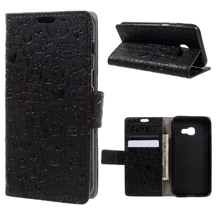 Cartoon Graffiti Wallet Leather Case for Samsung Galaxy A3 (2017) - Black-1