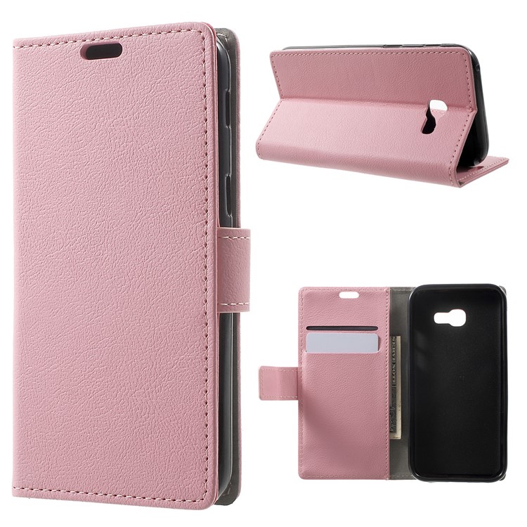 

Leather Stand Phone Cover with Card Holder for Samsung Galaxy A5 (2017) - Pink
