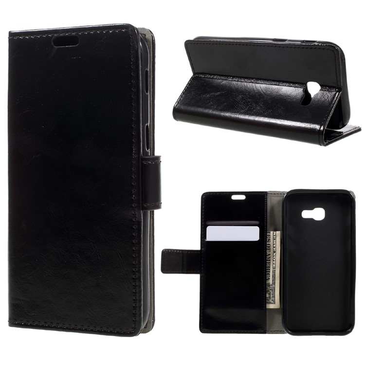 Crazy Horse Wallet Stand Leather Case for Samsung Galaxy A5 (2017) - Black-1