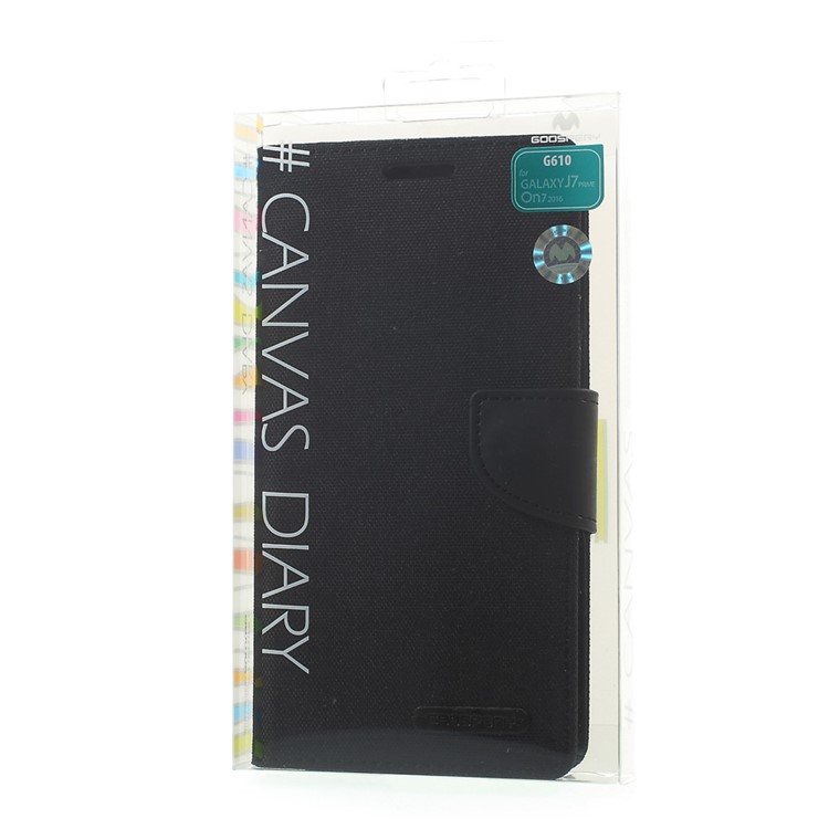 MERCURY GOOSPERY Canvas Diary Leather Cover for Samsung Galaxy J7 Prime/On7 2016 - Black-10