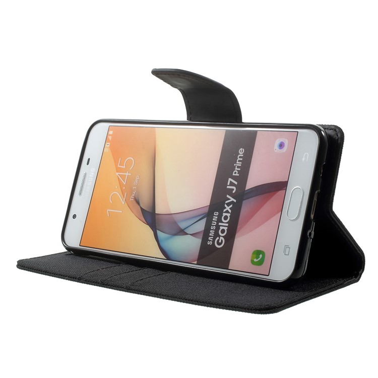 MERCURY GOOSPERY Canvas Diary Leather Cover for Samsung Galaxy J7 Prime/On7 2016 - Black-3