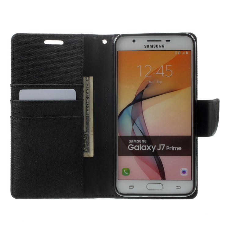 MERCURY GOOSPERY Canvas Diary Leather Cover for Samsung Galaxy J7 Prime/On7 2016 - Black-5