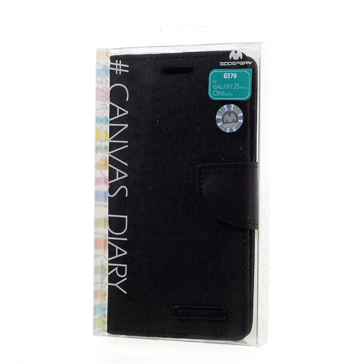 MERCURY GOOSPERY Canvas Diary Leather Case for Samsung Galaxy J5 Prime/On5 2016 - Black-11