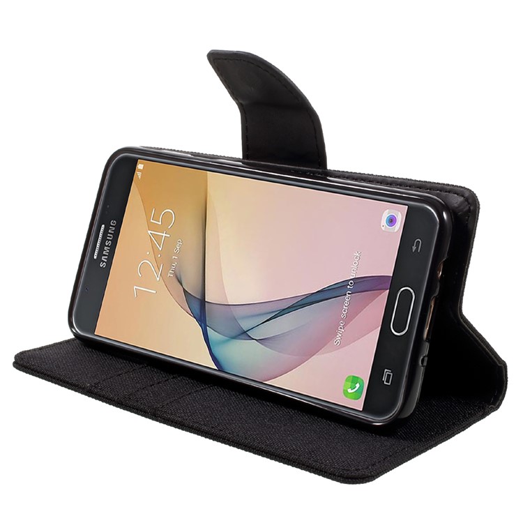 MERCURY GOOSPERY Canvas Diary Leather Case for Samsung Galaxy J5 Prime/On5 2016 - Black-4