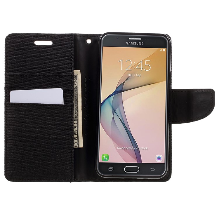MERCURY GOOSPERY Canvas Diary Leather Case for Samsung Galaxy J5 Prime/On5 2016 - Black-6