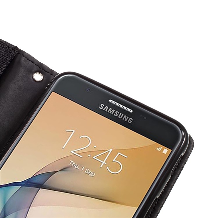 MERCURY GOOSPERY Canvas Diary Leather Case for Samsung Galaxy J5 Prime/On5 2016 - Black-9