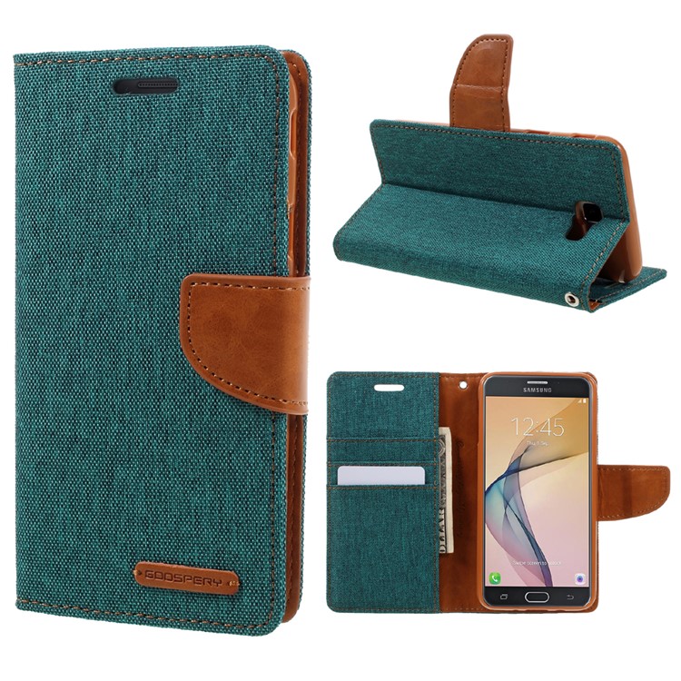 

MERCURY GOOSPERY Canvas Leather Card Slots Case for Samsung J5 Prime/On5 2016 - Green