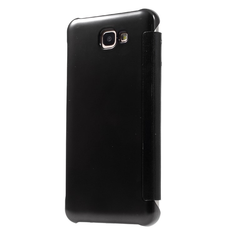 Electroplating Mirror Surface Plastic Leather Case for Samsung Galaxy On7 2016/J7 Prime - Black-2