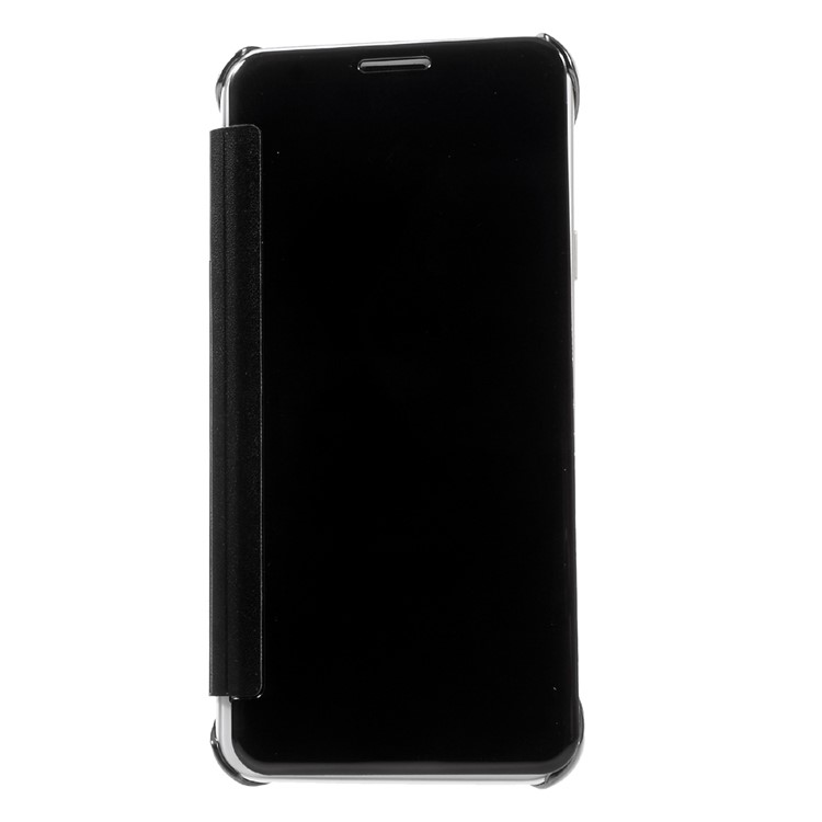 Electroplating Mirror Surface Plastic Leather Case for Samsung Galaxy On7 2016/J7 Prime - Black-3