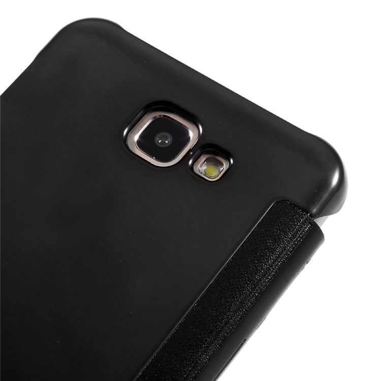 Electroplating Mirror Surface Plastic Leather Case for Samsung Galaxy On7 2016/J7 Prime - Black-7