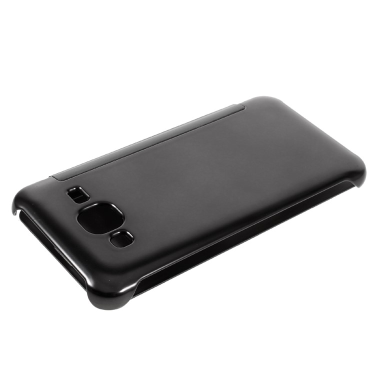 Electroplating Mirror Surface Plastic Leather Case for Samsung Galaxy J3 (2016) / J3 - Black-4