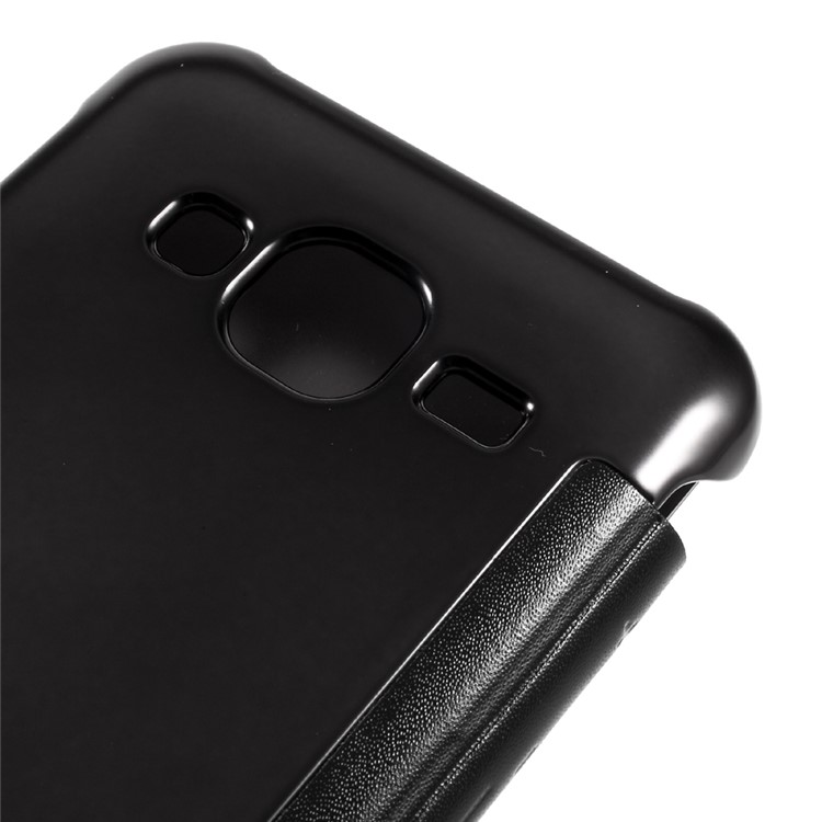Electroplating Mirror Surface Plastic Leather Case for Samsung Galaxy J3 (2016) / J3 - Black-7