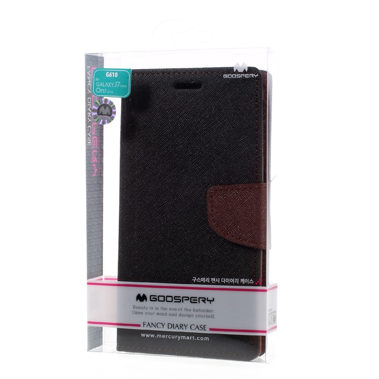 MERCURY GOOSPERY Fancy Diary Leather Case for Samsung Galaxy J7 Prime/On7 2016 - Black / Brown-11