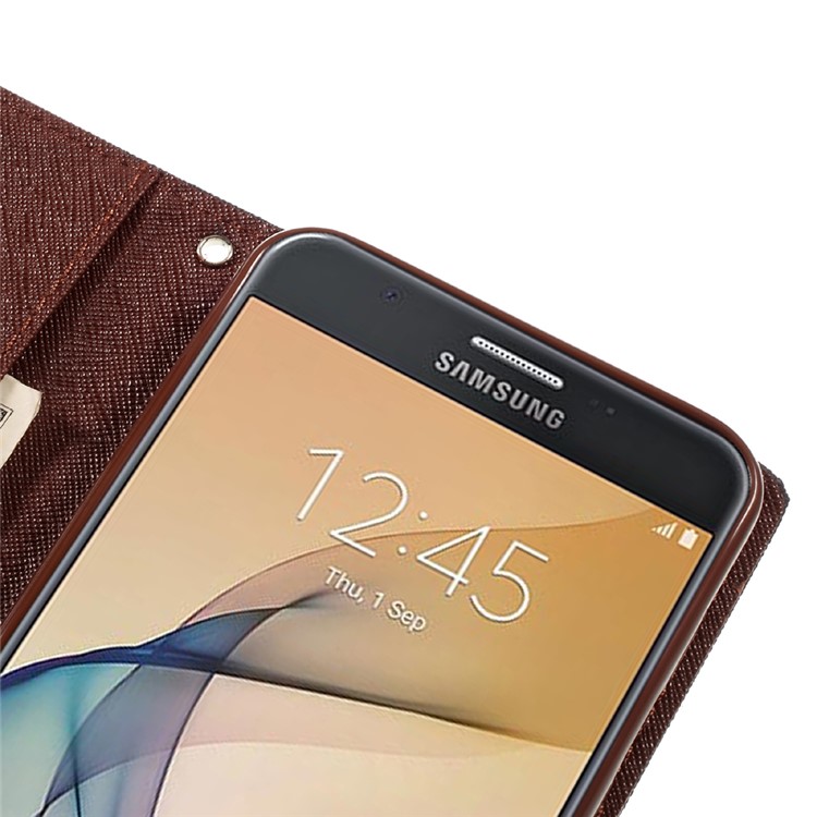 MERCURY GOOSPERY Fancy Diary Leather Case for Samsung Galaxy J7 Prime/On7 2016 - Black / Brown-9