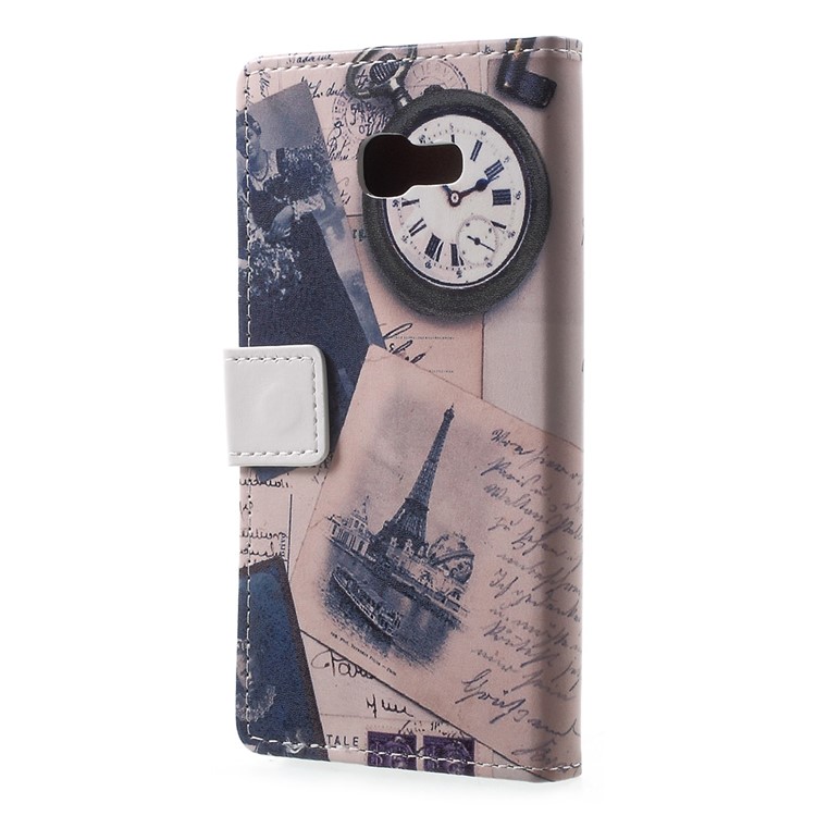 Patterned Leather Wallet Case for Samsung Galaxy A3 (2017) - Eiffel Tower and Feather-2
