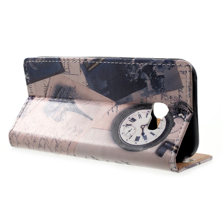 Patterned Leather Wallet Case for Samsung Galaxy A3 (2017) - Eiffel Tower and Feather-3
