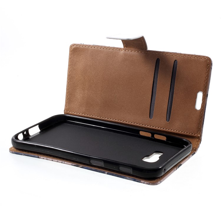 Patterned Leather Wallet Case for Samsung Galaxy A3 (2017) - Eiffel Tower and Feather-5