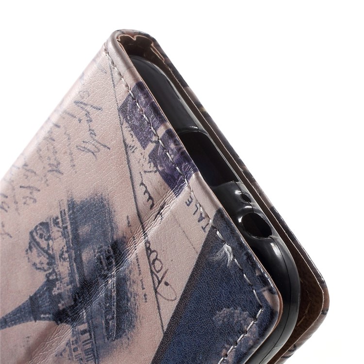 Patterned Leather Wallet Case for Samsung Galaxy A3 (2017) - Eiffel Tower and Feather-8