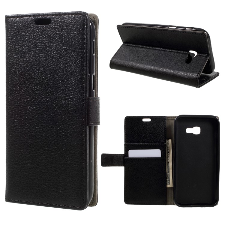 Litchi Texture Wallet Leather Phone Case for Samsung Galaxy A3 (2017) - Black-1