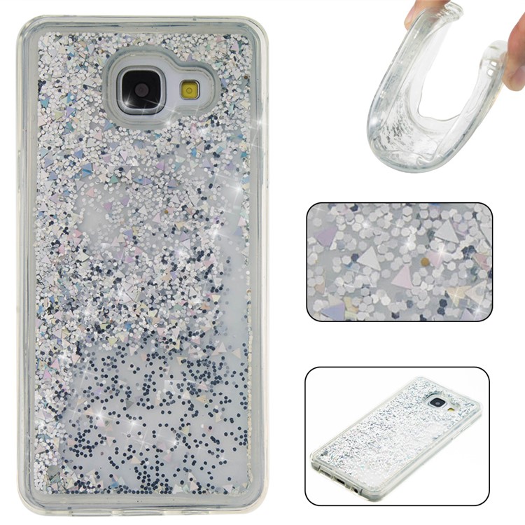 Fluid Floating Glittery Sequins TPU Soft Case for Samsung Galaxy A5 SM-A510F (2016) - Silver-1