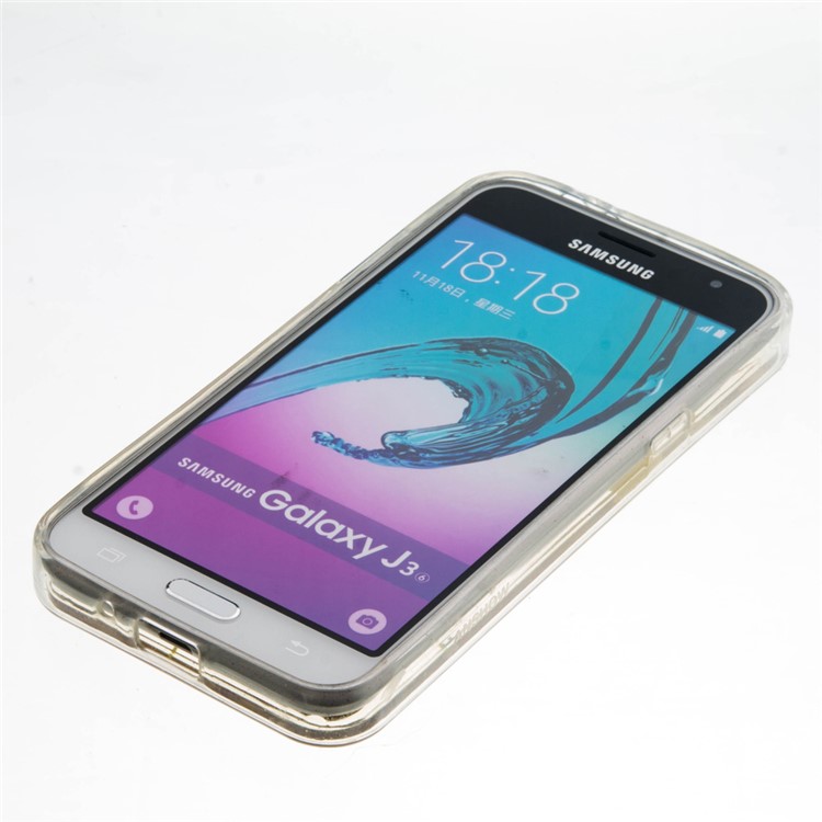 Fluid Floating Glittery Sequins TPU Soft Case for Samsung Galaxy J3 (2016) / J3 - Silver-3