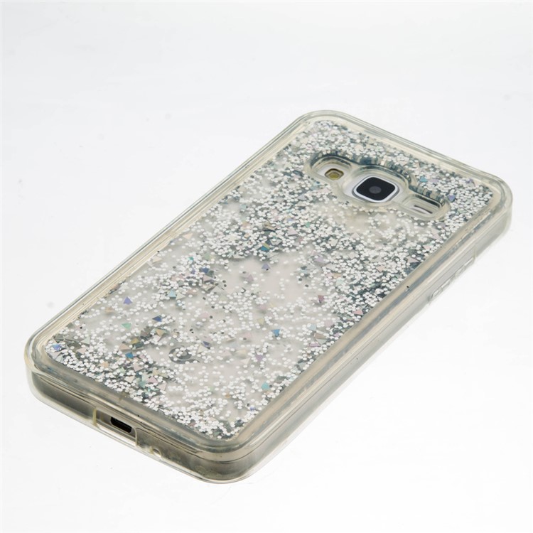 Fluid Floating Glittery Sequins TPU Soft Case for Samsung Galaxy J3 (2016) / J3 - Silver-4
