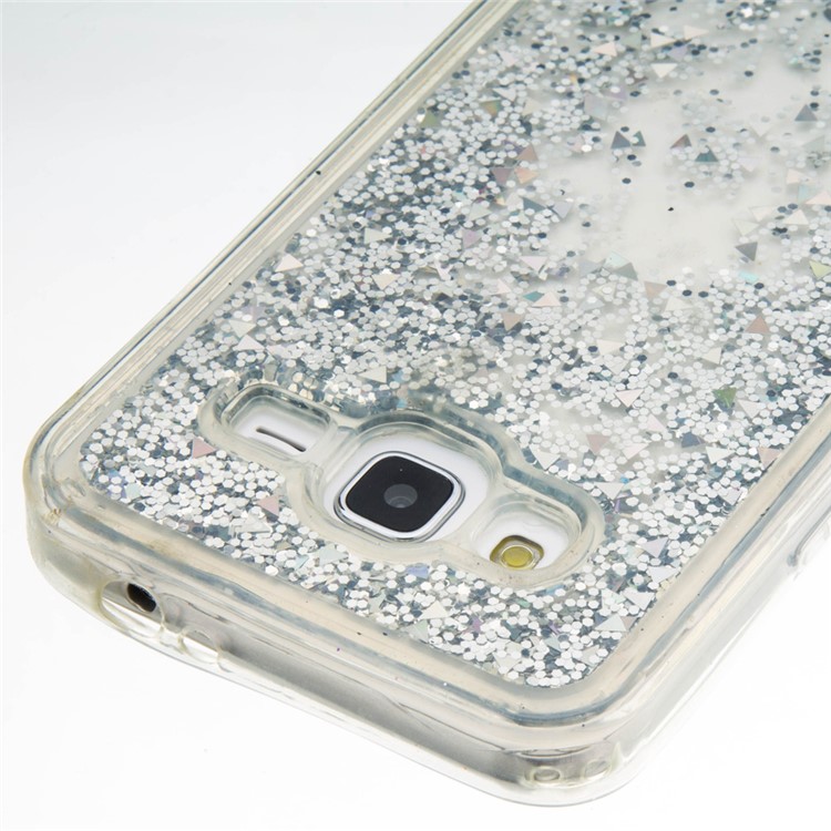 Fluid Floating Glittery Sequins TPU Soft Case for Samsung Galaxy J3 (2016) / J3 - Silver-5