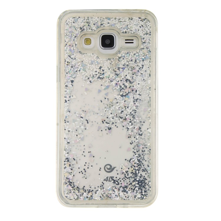 Fluid Floating Glittery Sequins TPU Soft Case for Samsung Galaxy J3 (2016) / J3 - Silver-6