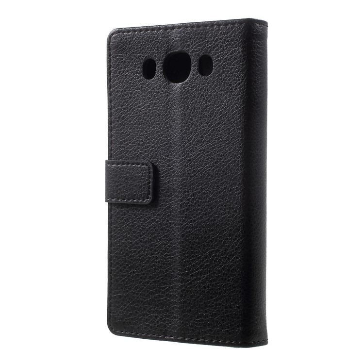 Lychee Grain Leather Wallet Phone Case for Samsung Galaxy On8 - Black-2