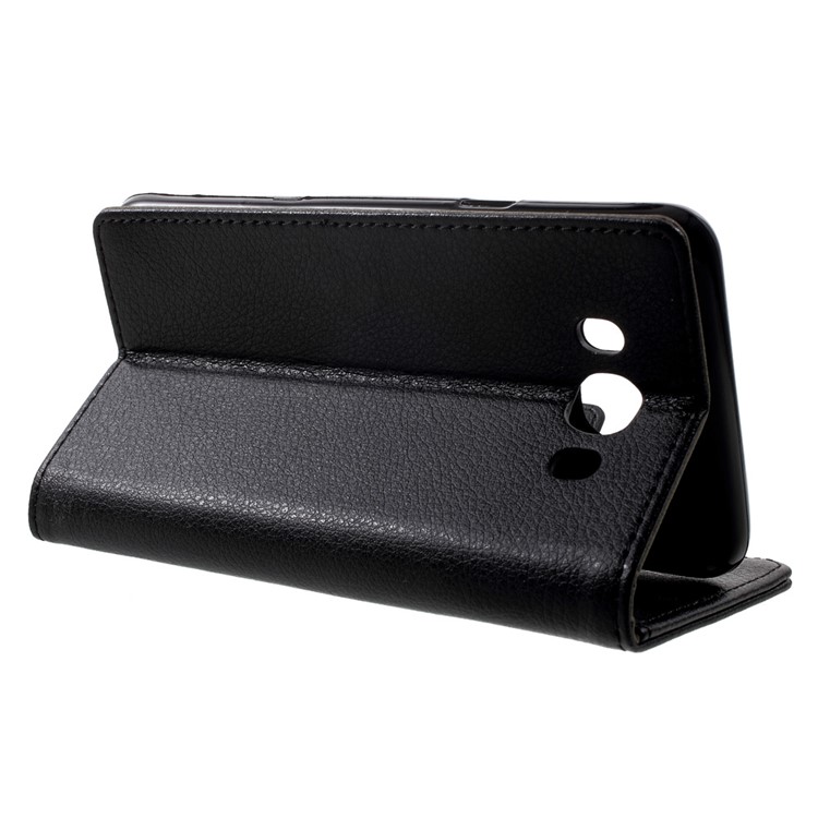 Lychee Grain Leather Wallet Phone Case for Samsung Galaxy On8 - Black-3