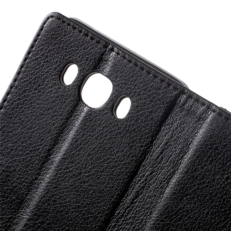 Lychee Grain Leather Wallet Phone Case for Samsung Galaxy On8 - Black-6