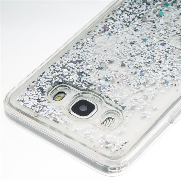 Fluid Floating Glittery Sequins TPU Phone Case for Samsung Galaxy J5 SM-J500F - Silver-5