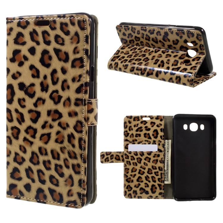 Leopard Pattern Glossy Leather Wallet Phone Case for Samsung Galaxy On8-1
