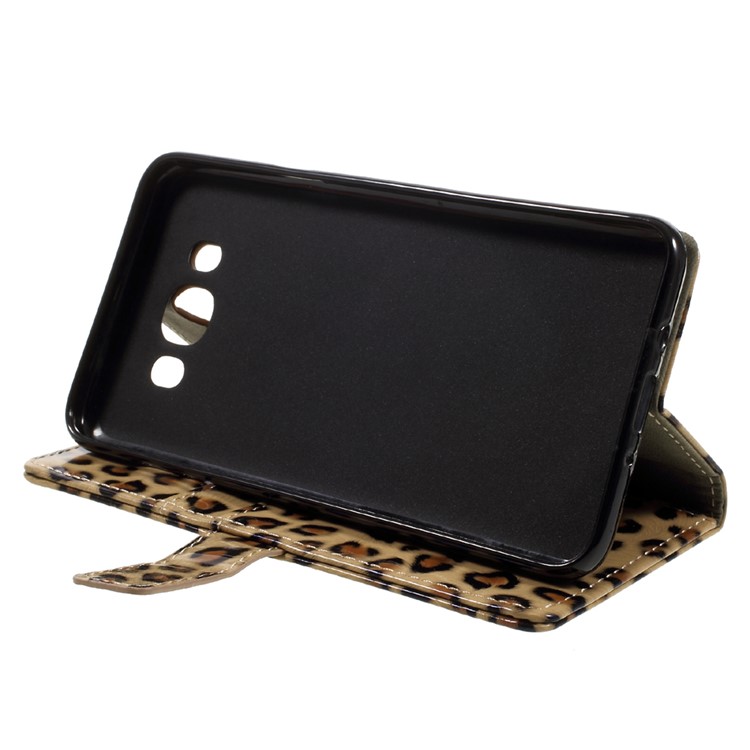 Leopard Pattern Glossy Leather Wallet Phone Case for Samsung Galaxy On8-4