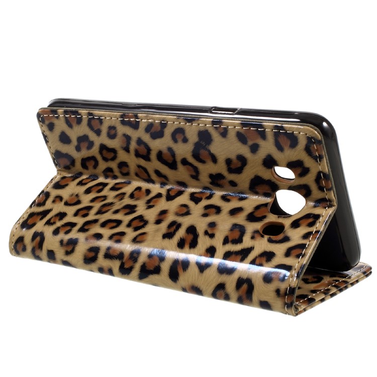 Leopard Pattern Glossy Leather Wallet Phone Case for Samsung Galaxy On8-5